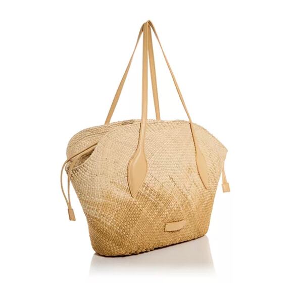 New with Tag Themoire Flor Woven Straw Degrade Tote, Leather Yellow/Gold‎ - Picture 2 of 6